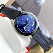  Shop Authentic Maserati Traguardo Chronograph Blue Dial Black Silicone Strap Watch For Men - R8871612044 - Luxxuri