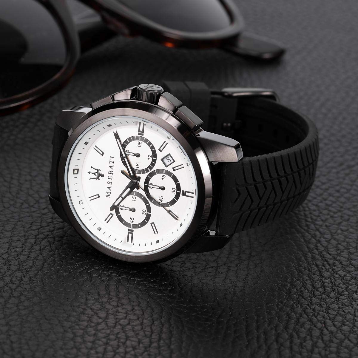  Shop Authentic Maserati Successo 44mm White Dial Black Silicone Strap Watch For Men - R8871621010 - Luxxuri