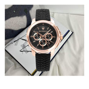  Shop Authentic Maserati Successo 44mm Black Rose Gold Dial Black Rubber Strap Watch For Men - R8871621012 - Luxxuri