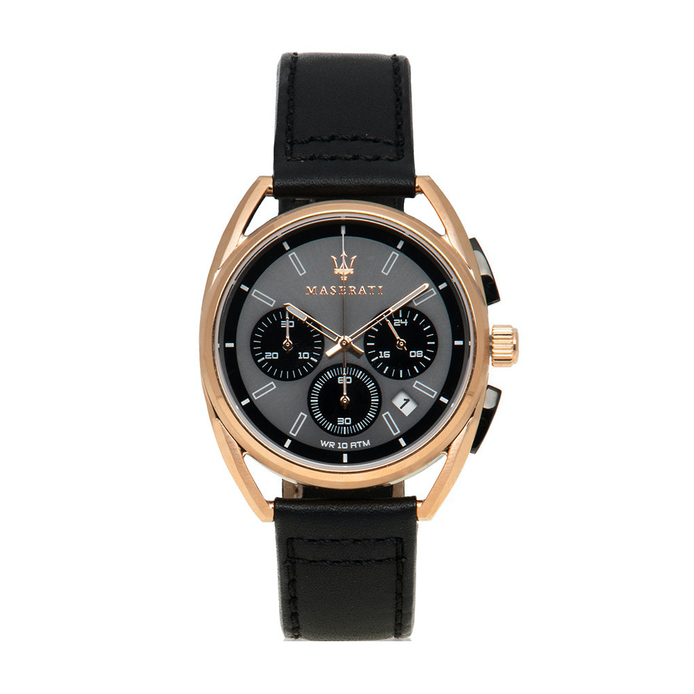  Shop Authentic Maserati Trimarano Chronograph Black Dial Leather Strap Watch For Men - R8871632002 - Luxxuri