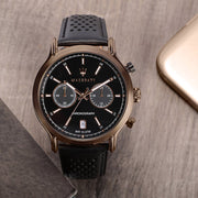 Shop Authentic Maserati Legend Chronograph Black Dial Black Leather Strap Watch For Men - R8871638001 - Luxxuri