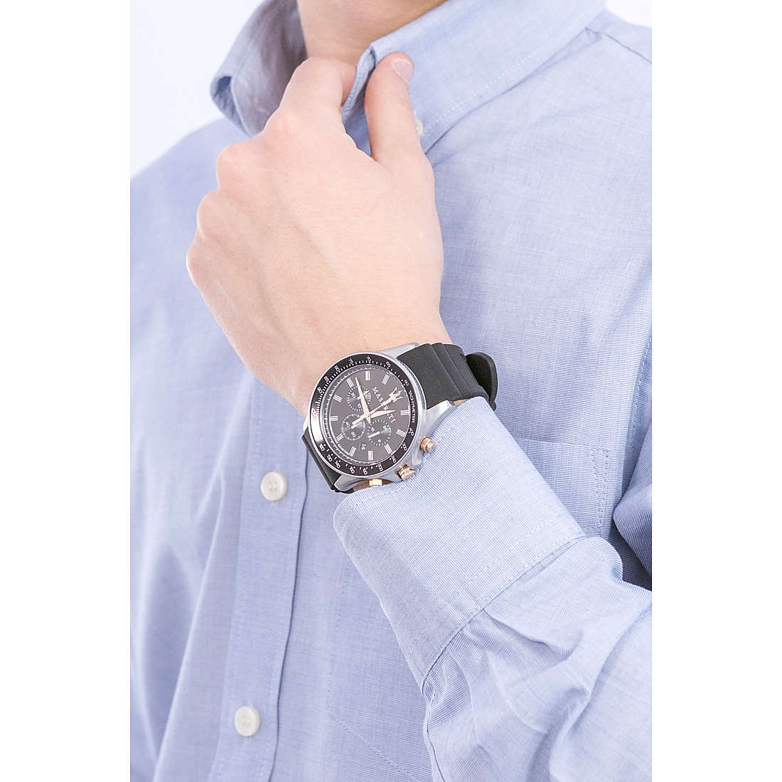  Shop Authentic Maserati SFIDA 44mm Black Silicon Chronograph Watch For Men - R8871640002 - Luxxuri