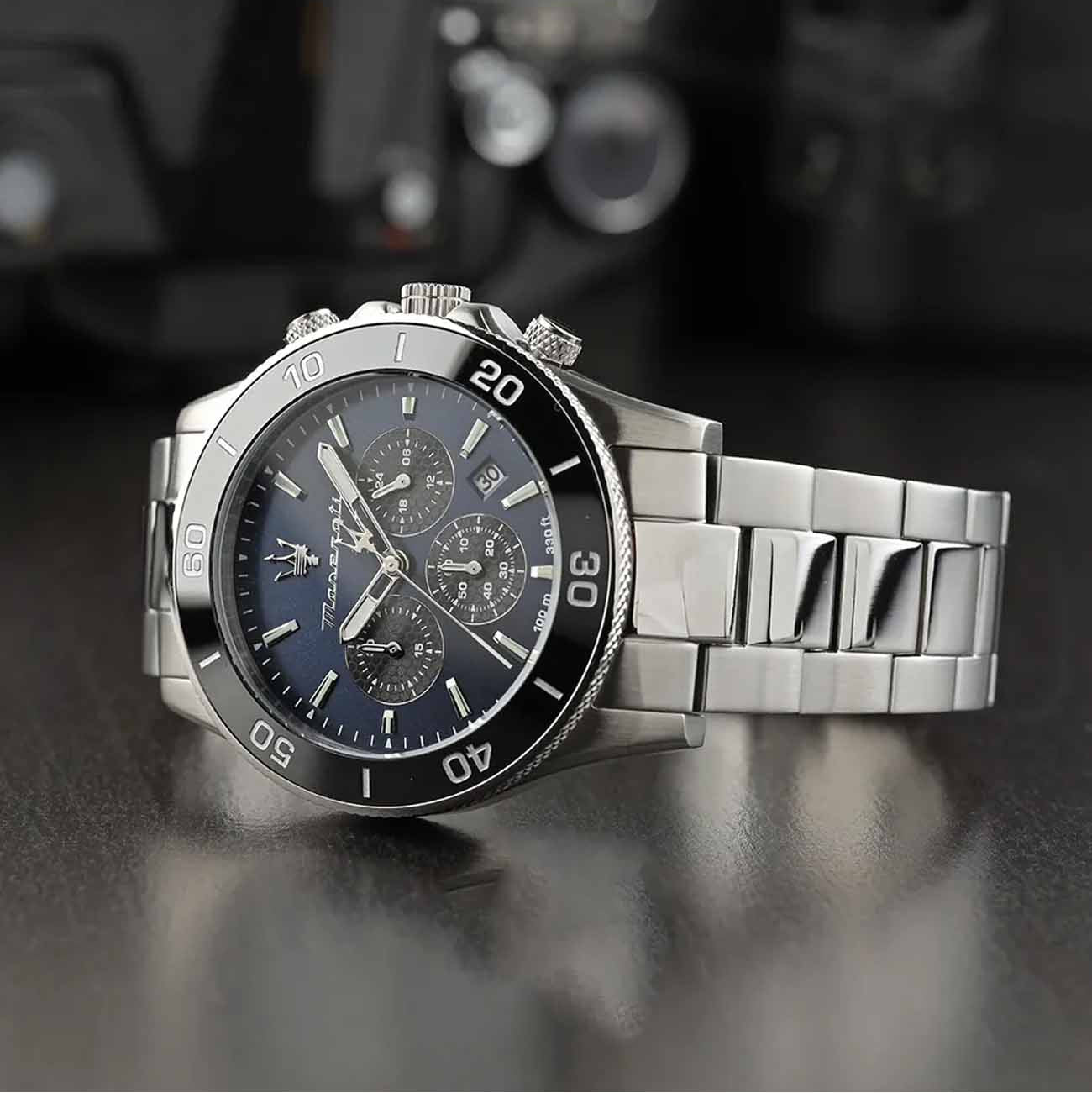  Shop Authentic Maserati Competizione Chronograph Blue Dial Silver Steel Strap Watch For Men - R8873600009 - Luxxuri