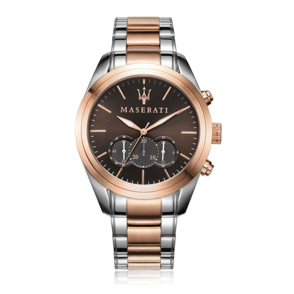  Shop Authentic Maserati Traguardo Chronograph Brown Dial Two Tone Steel Strap Men's Watch - R8873612003 - Luxxuri