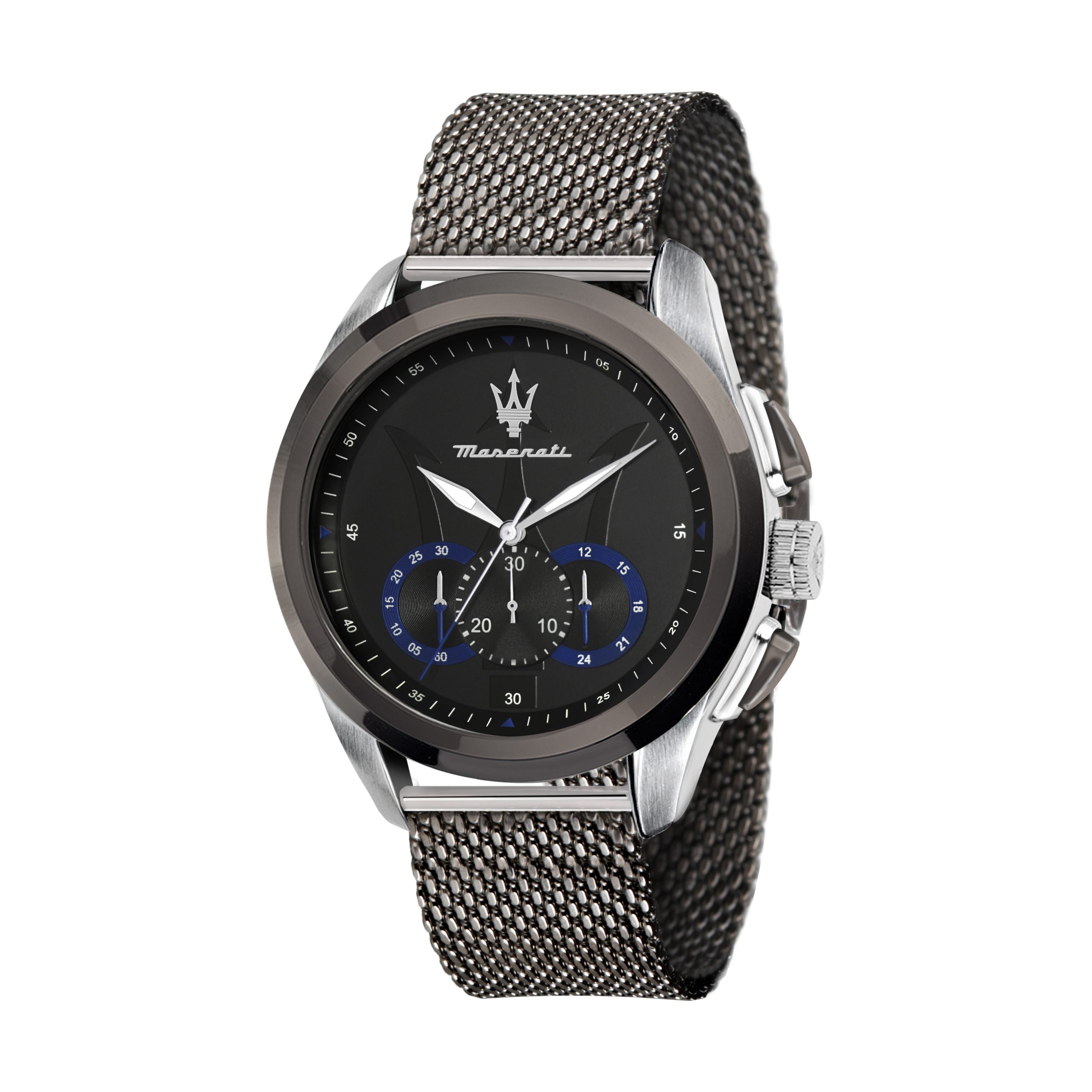  Shop Authentic Maserati Traguardo Chronograph Black Dial Mesh Bracelet Watch For Men - R8873612006 - Luxxuri