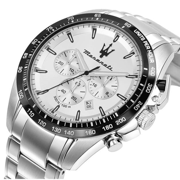  Shop Authentic Maserati Traguardo Chronograph Silver Dial Silver Steel Strap Watch For Men - R8873612049 - Luxxuri