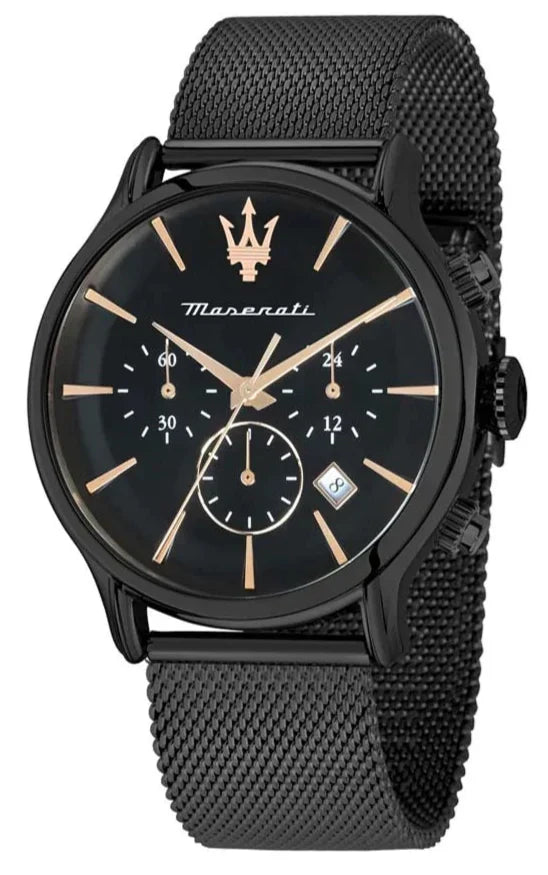  Shop Authentic Maserati Epoca Chronograph Black Dial Black Mesh Strap Watch For Men - R8873618013 - Luxxuri
