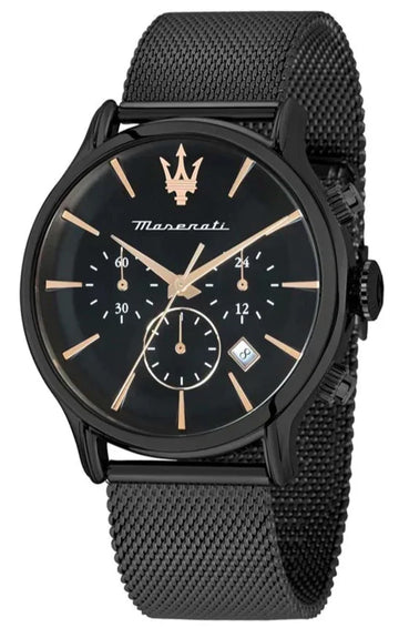  Shop Authentic Maserati Epoca Chronograph Black Dial Black Mesh Strap Watch For Men - R8873618013 - Luxxuri