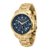  Shop Authentic Maserati Successo Chronograph Blue Dial Gold Steel Strap Watch For Men - R8873621021 - Luxxuri