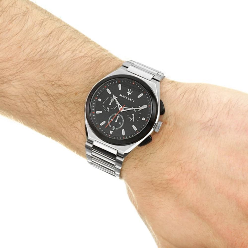  Shop Authentic Maserati Triconic Chronograph Black Dial Silver Steel Strap Watch For Men - R8873639002 - Luxxuri