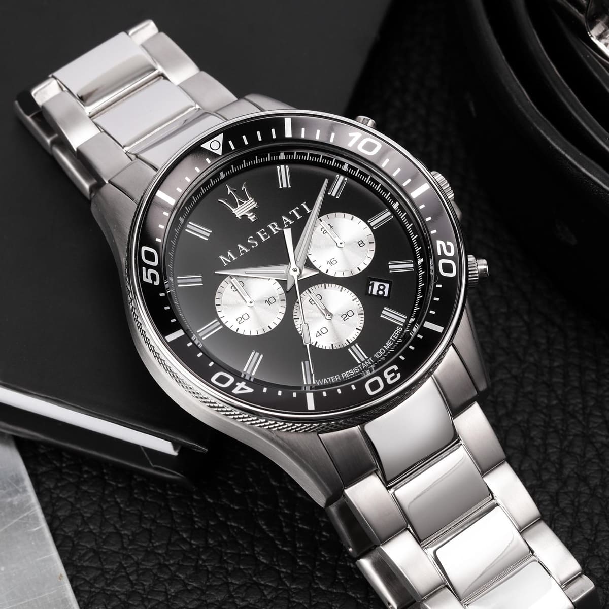  Shop Authentic Maserati SFIDA Chronograph Black Dial Silver Steel Strap Watch For Men - R8873640004 - Luxxuri