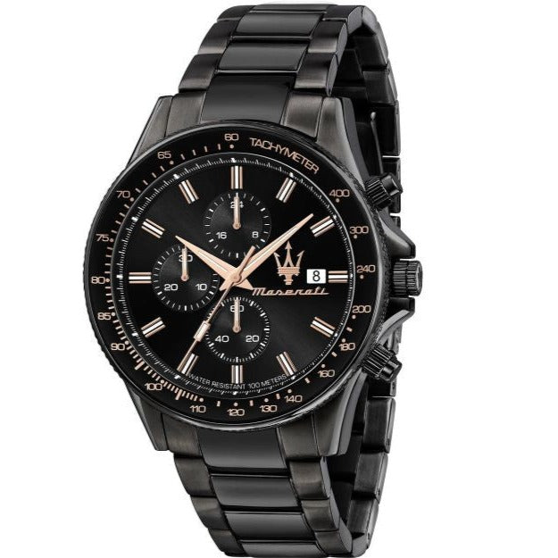  Shop Authentic Maserati SFIDA Chronograph Black Dial Black Steel Strap Watch For Men - R8873640011 - Luxxuri