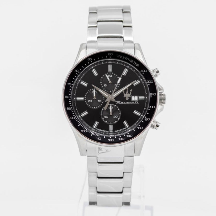  Shop Authentic Maserati SFIDA Chronograph Black Dial Silver Steel Strap Watch For Men - R8873640015 - Luxxuri