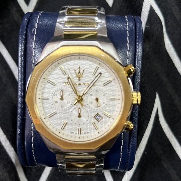  Shop Authentic Maserati Stile Chronograph White Dial Two Tone Steel Strap Watch For Men - R8873642009 - Luxxuri