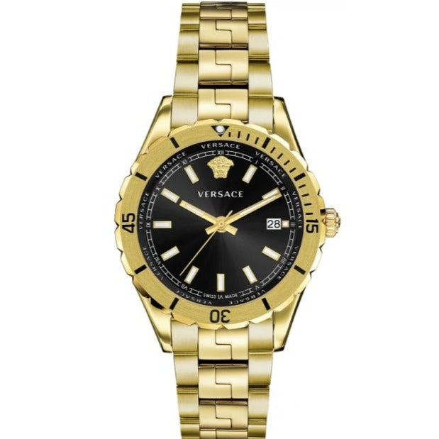  Shop Authentic Versace Hellenyium Quartz Black Dial Gold Steel Strap Watch For Men - VE3A00820 - Luxxuri