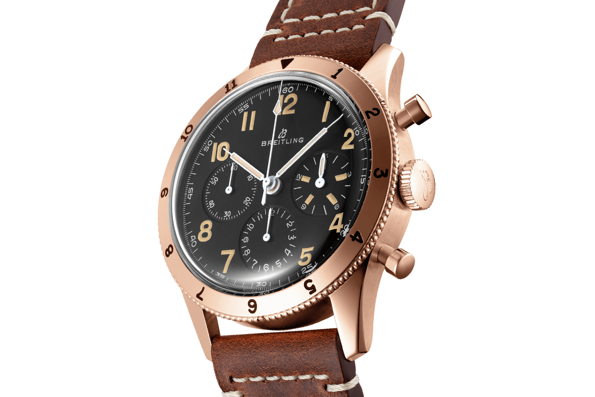  Shop Authentic Breitling Avi 1953 Edition Black Dial Brown Leather Strap Watch for Men - RB0920131B1X1 - Luxxuri