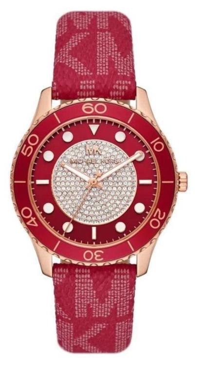  Shop Authentic Michael Kors Runway Three-Hand Quartz Red Dial Red Leather Strap Watch For Women - MK7179 - Luxxuri