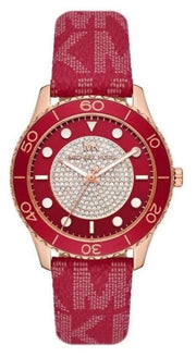  Shop Authentic Michael Kors Runway Three-Hand Quartz Red Dial Red Leather Strap Watch For Women - MK7179 - Luxxuri