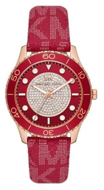  Shop Authentic Michael Kors Runway Three-Hand Quartz Red Dial Red Leather Strap Watch For Women - MK7179 - Luxxuri