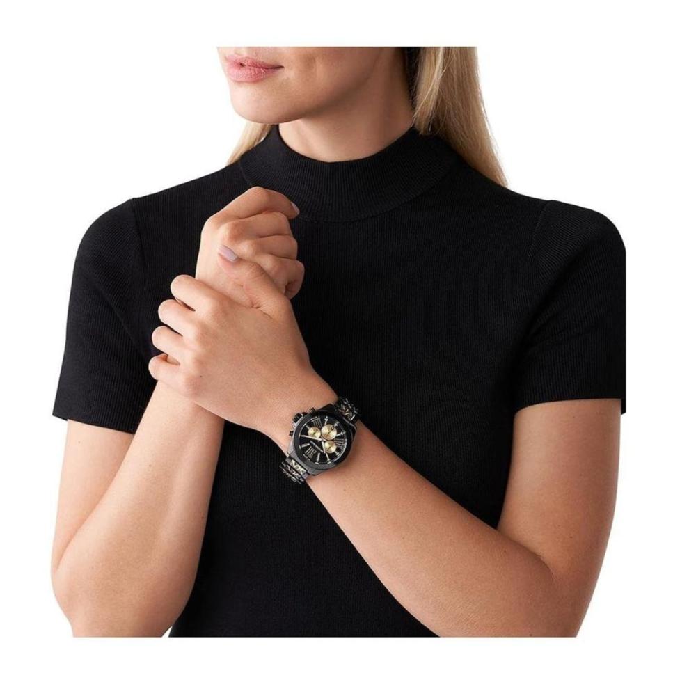  Shop Authentic Michael Kors Wren Chronograph Black Dial Two Tone Steel Strap Watch for Women - MK6978 - Luxxuri