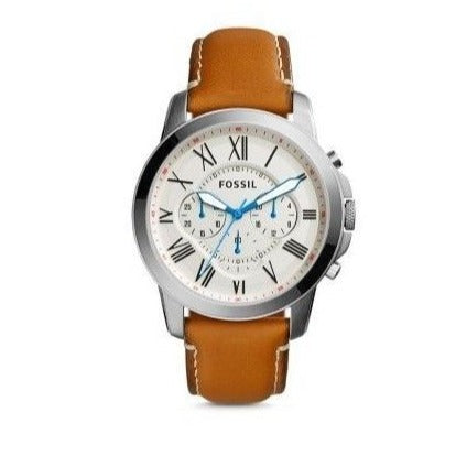  Shop Authentic Fossil Grant Chronograph White Dial Brown Leather Strap Watch for Men - FS5060 - Luxxuri