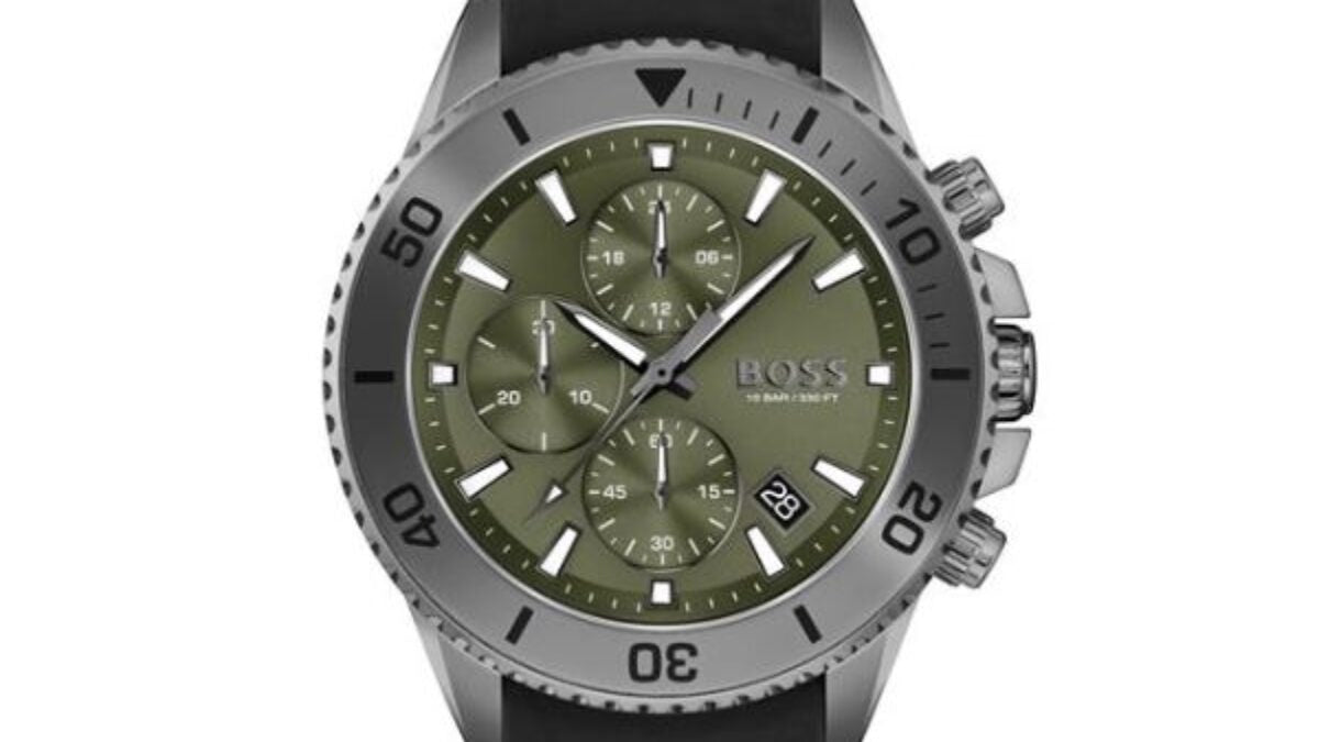  Shop Authentic Hugo Boss Admiral Green Dial Black Silicon Rubber Strap Watch for Men - 1513967 - Luxxuri