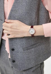  Shop Authentic Emporio Armani Rosa Two Hand White Dial Red Leather Strap Watch For Women - AR11357 - Luxxuri