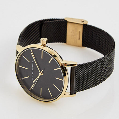  Shop Authentic Armani Exchange Lola Three Hand Black Dial Black Mesh Strap Watch For Women - AX5548 - Luxxuri