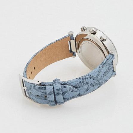  Shop Authentic Michael Kors Parker Silver Dial Blue Leather Strap Watch For Women - MK6936 - Luxxuri