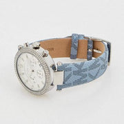  Shop Authentic Michael Kors Parker Silver Dial Blue Leather Strap Watch For Women - MK6936 - Luxxuri