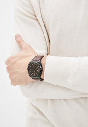  Shop Authentic Fossil Everett Chronograph Black Dial Brown Leather Strap Watch for Men - FS5798 - Luxxuri
