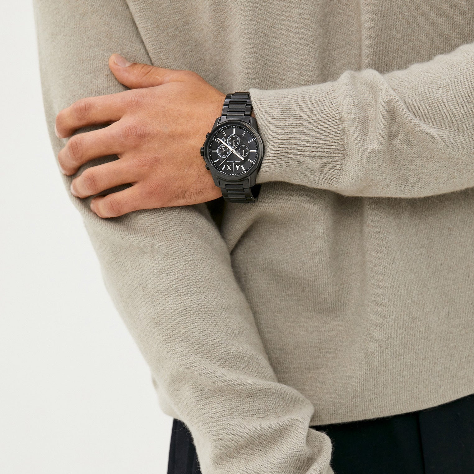 Shop Authentic Armani Exchange Banks Chronograph Black Dial Black Steel Strap Watch For Men - AX1722 - Luxxuri