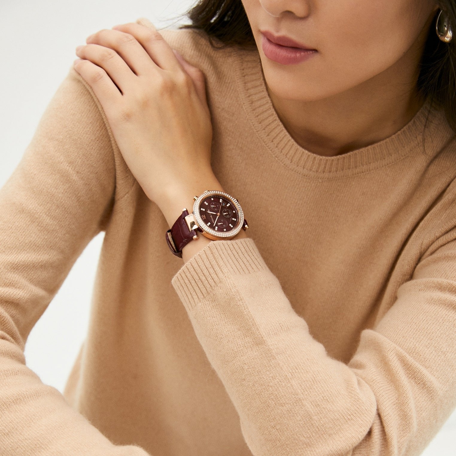  Shop Authentic Michael Kors Parker Chronograph Red Dial Red Leather Strap Watch For Women - MK6986 - Luxxuri