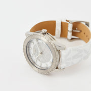  Shop Authentic Michael Kors Runway Three Hand White Dial White Leather Strap Watch For Women - MK6998 - Luxxuri