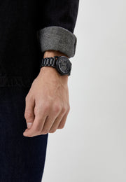  Shop Authentic Emporio Armani Meccanico Skeleton Black Dial Black Steel Strap Watch For Men - AR60045 - Luxxuri