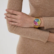  Shop Authentic Guess Confetti Chronograph Rainbow Dial Gold Steel Strap Watch For Women  - GW0483L4 - Luxxuri