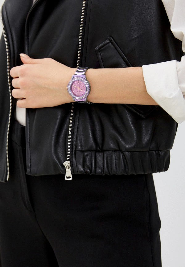  Shop Authentic Guess Crown Jewel Diamonds Purple Dial Purple Steel Strap Watch for Women - GW0410L4 - Luxxuri