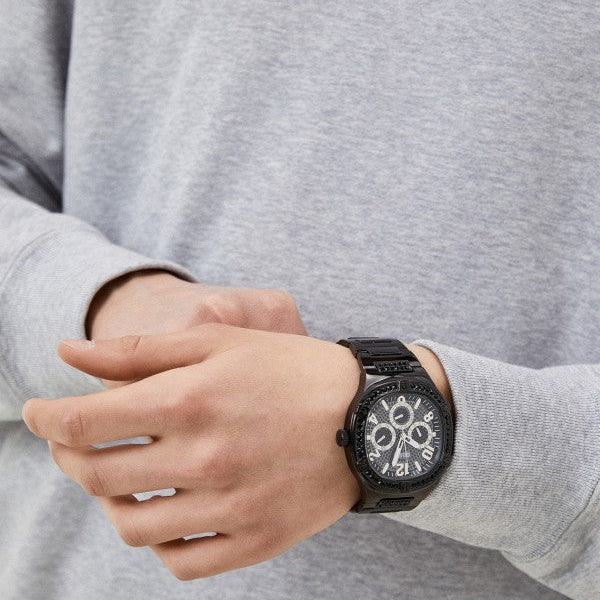  Shop Authentic Guess Duke Glitz Crystals Black Dial Black Steel Strap Watch For Men - GW0576G3 - Luxxuri