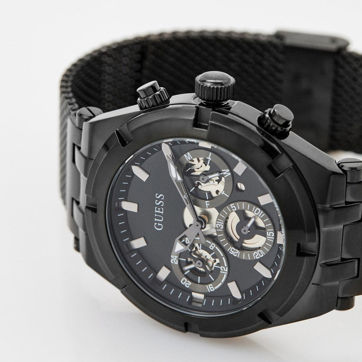  Shop Authentic Guess Continental Chronograph Black Dial Black Mesh Strap Watch For Men - GW0582G3 - Luxxuri