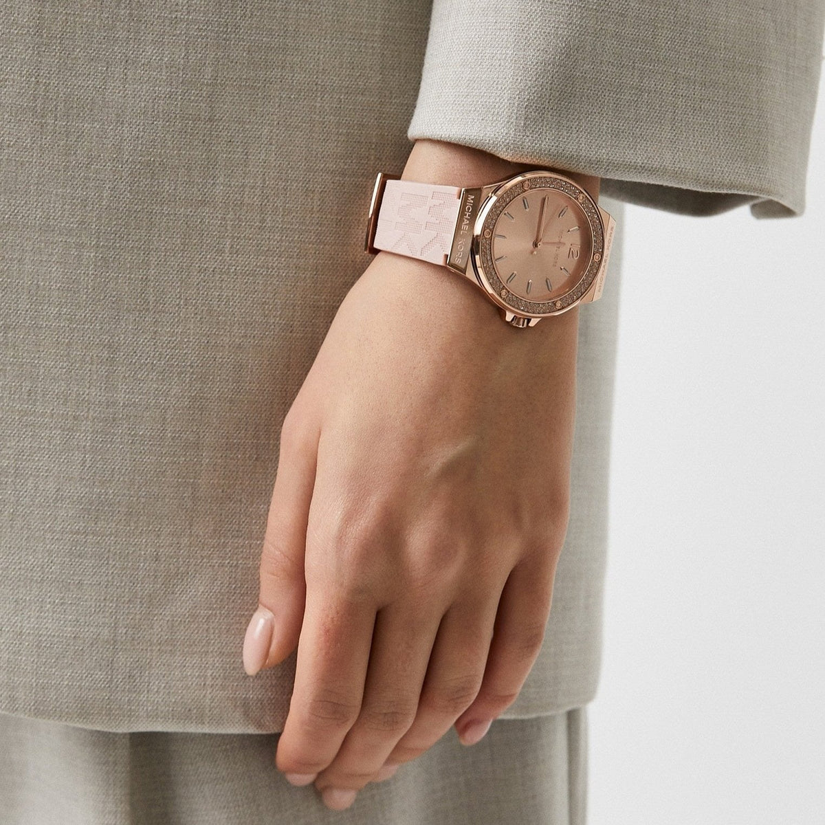  Shop Authentic Michael Kors Mini Lennox Three-Hand Rose Gold Dial Pink Silicone Strap Watch For Women - MK7282 - Luxxuri
