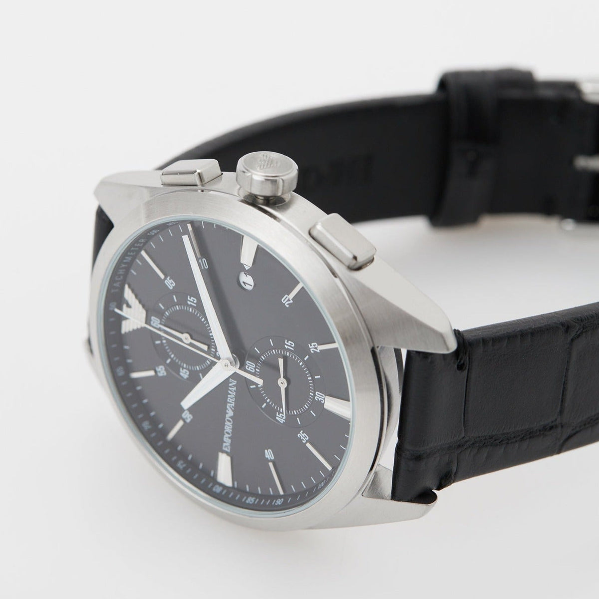  Shop Authentic Emporio Armani Claudio Chronograph Black Dial Black Leather Strap Watch For Men - AR11542 - Luxxuri