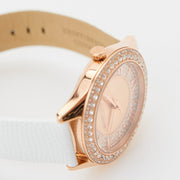  Shop Authentic Michael Kors Harlowe Analog Rose Gold Dial White Leather Strap Watch For Women - MK2989 - Luxxuri