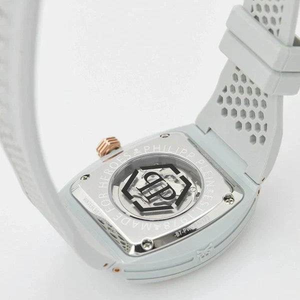 Philipp Plein The Skeleton White Dial White Silicone Strap Watch for Men - PWVBA0123