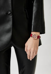  Shop Authentic Michael Kors Camille Three Hand Crystals Rose Gold Dial Red Leather Strap Watch For Women - MK4701 - Luxxuri