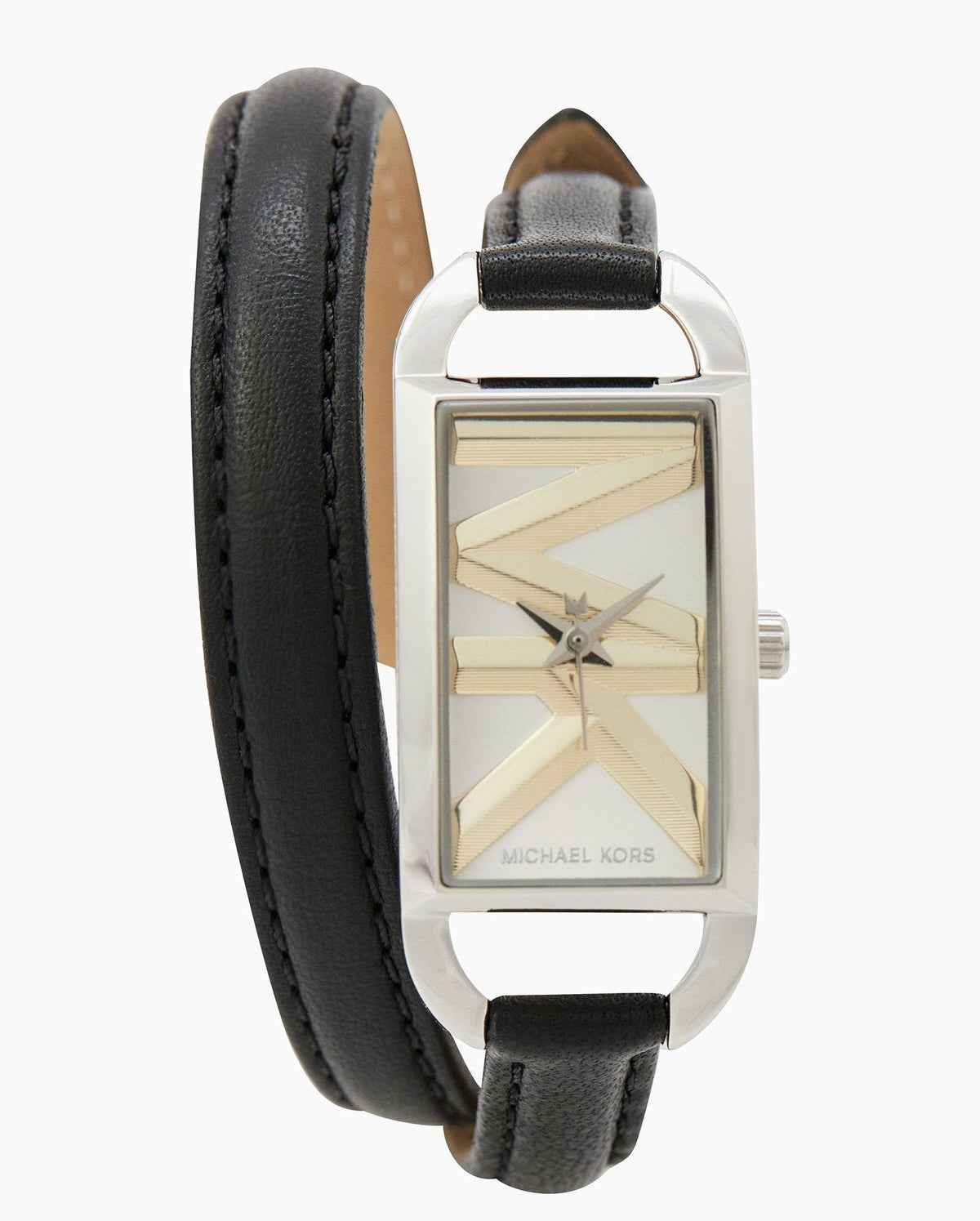 Shop Authentic Michael Kors Empire Three-Hand Silver Dial Black Leather Strap Watch For Women - MK4722 - Luxxuri