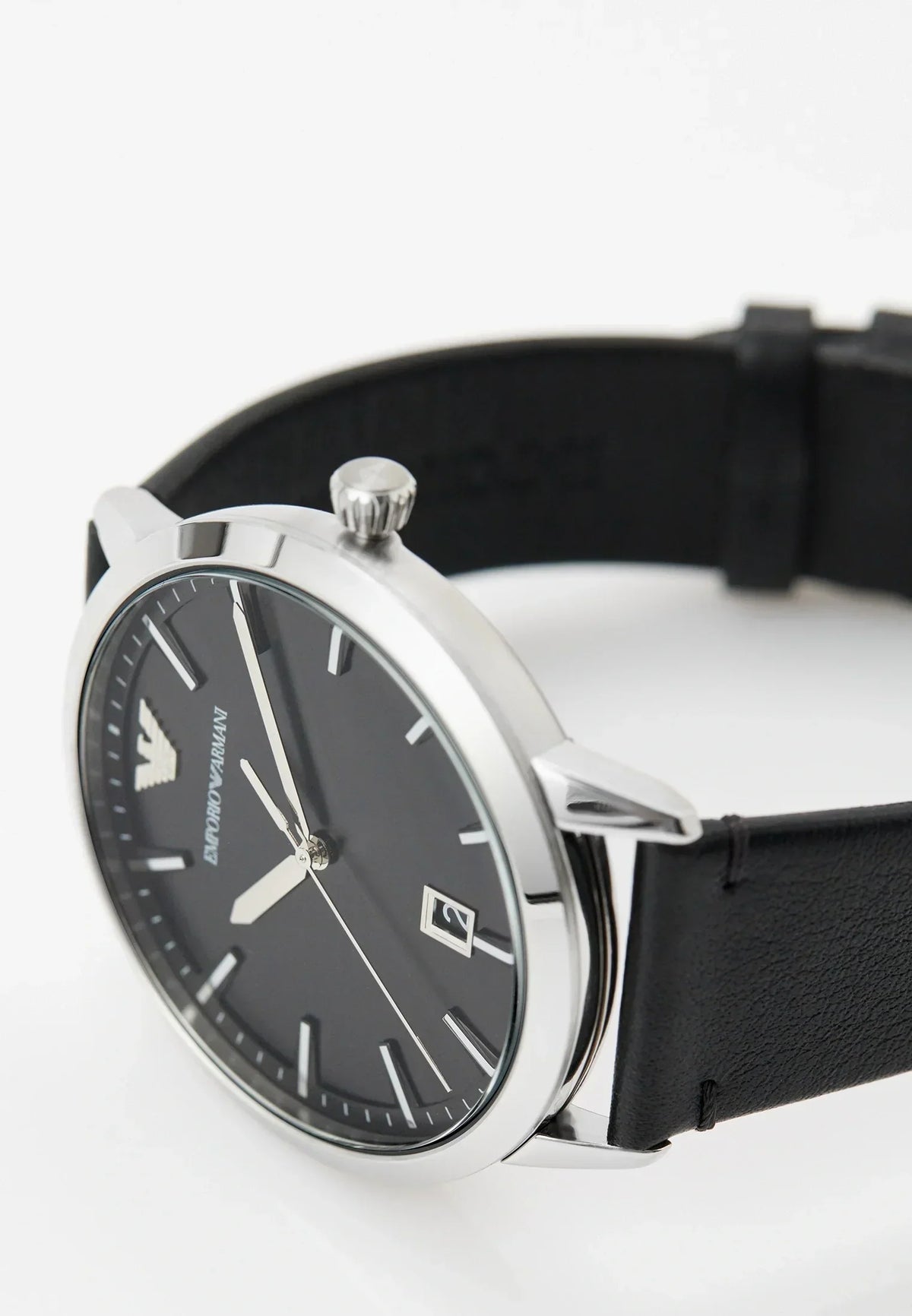 Emporio Armani Ruggero Black Dial Black Leather Strap Watch for Men - AR11193