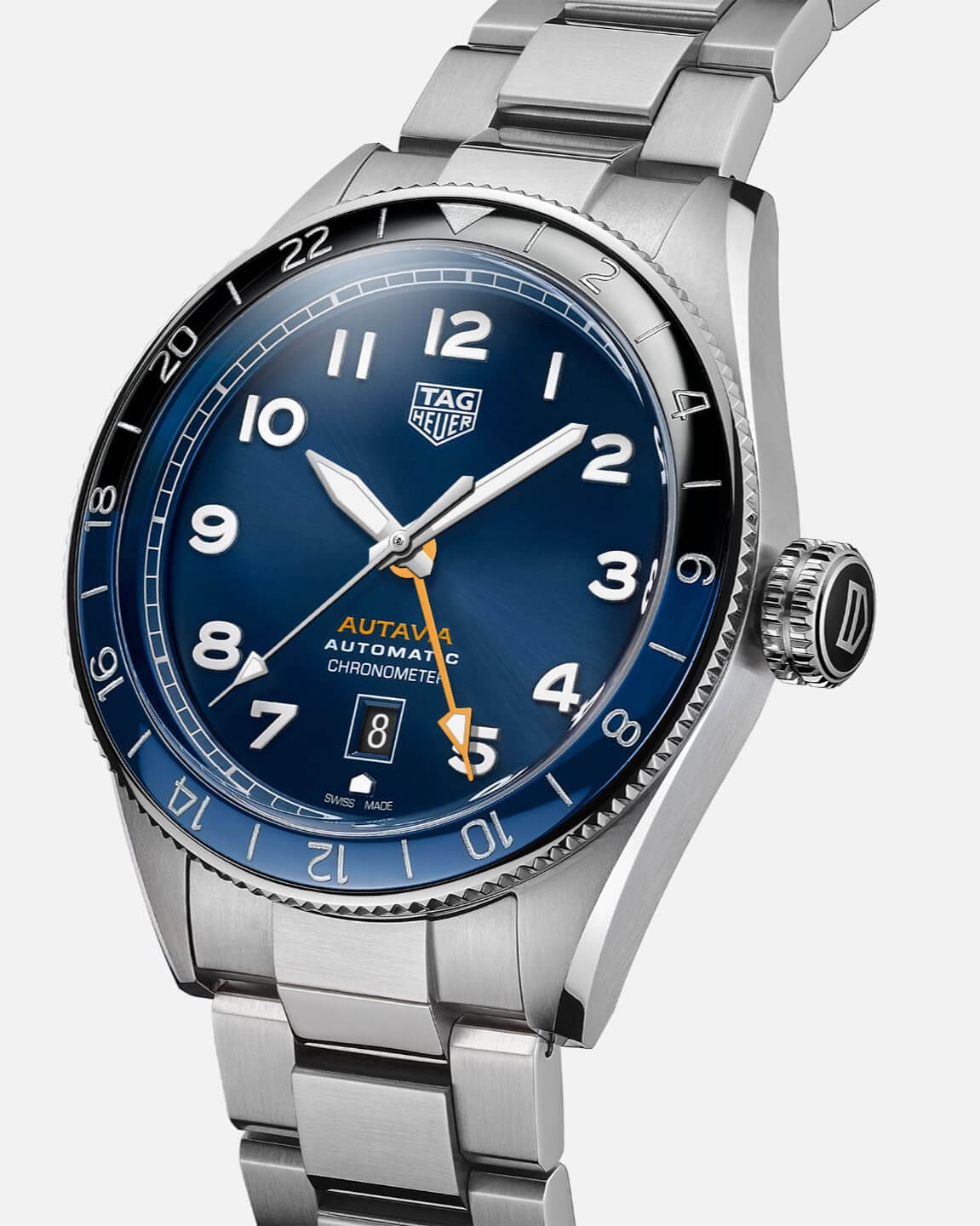  Shop Authentic Tag Heuer Autavia Cosc GMT Automatic Blue Dial Silver Steel Strap Watch for Men - WBE511A.BA0650 - Luxxuri