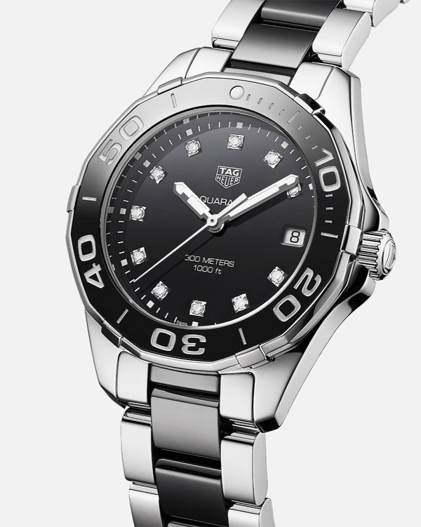  Shop Authentic Tag Heuer Aquaracer Quartz Black Dial Two Tone Steel Strap Watch for Women - WAY131C.BA0913 - Luxxuri