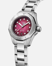  Shop Authentic Tag Heuer Aquaracer Professional 200 Automatic Diamond Ruby Red Dial Silver Steel Strap Watch for Women - WBP2414.BA0622 - Luxxuri
