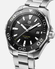  Shop Authentic Tag Heuer Aquaracer Quartz Black Dial Silver Steel Strap Watch for Men - WAY101A.BA0746 - Luxxuri